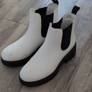 Women's White and Black Ankle Boots
